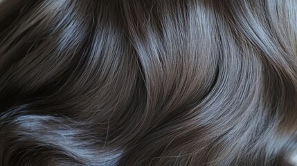 Naklejka premium Casual loose dark brown hair with a natural shine, softly blowing in the wind