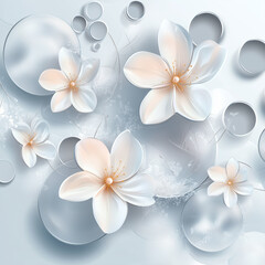 3D wallpaper background, High quality flower with circles rendering decorative mural wallpaper illustration, 3D flower Living room wallpaper