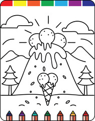 Volcano Coloring Pages for Kids with Fun and Educational Printable Designs for Learning and Creativity, Realistic and Cartoon Volcano Coloring Pages for Young Artists