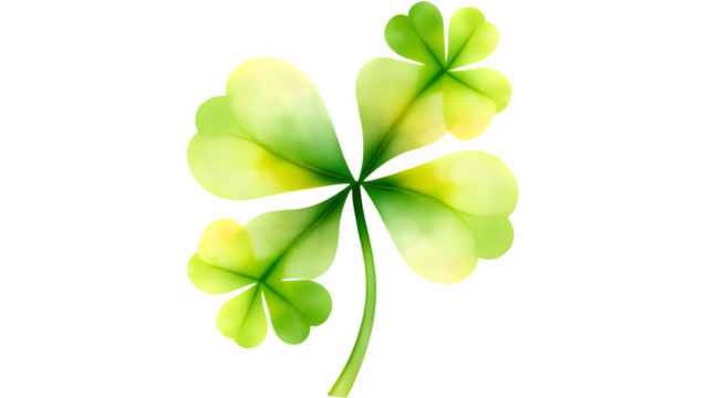 A vibrant, three-leaf clover with varying shades of green, symbolizing luck and nature.