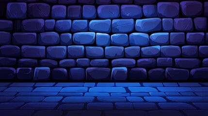 Fototapeta premium Dark, textured stone wall background with blue lighting creating a mystical atmosphere