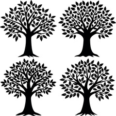 Minimalist Olive Tree Silhouette Vector Icon Set Elegant & Timeless.