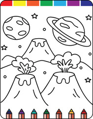 Volcano Coloring Pages for Kids with Fun and Educational Printable Designs for Learning and Creativity, Realistic and Cartoon Volcano Coloring Pages for Young Artists