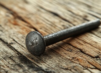 old rusty nail on the wood