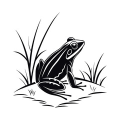 A minimalist frog with white background