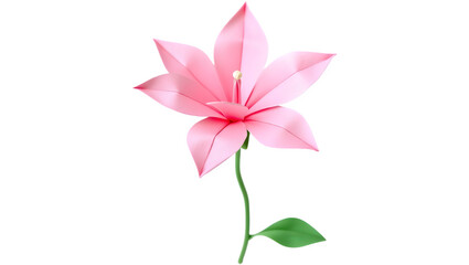 Fototapeta premium A delicate pink flower with multiple petals and a slender green stem.