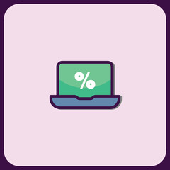 Laptop Screen Displaying Percentage Icon Graphic