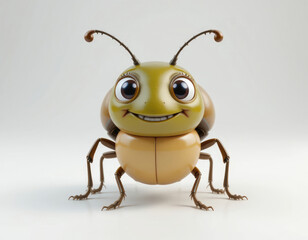 Fototapeta premium Cute Animated Beetle Character Smiling with Big Eyes and Antennae