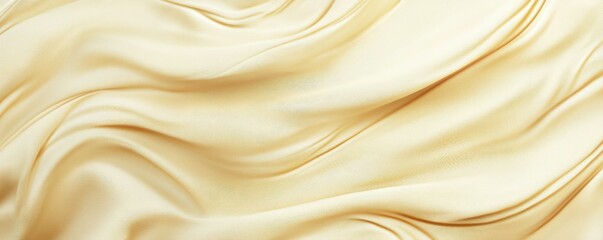 Obraz premium Smooth golden fabric wave texture, soft flowing silk, luxurious abstract background