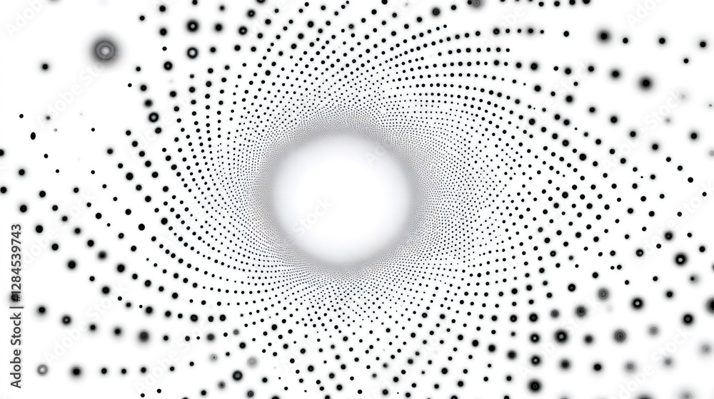 Poster Black dots rotating and creating hypnotic tunnel effect background, ideal for websites, presentations and motion design projects