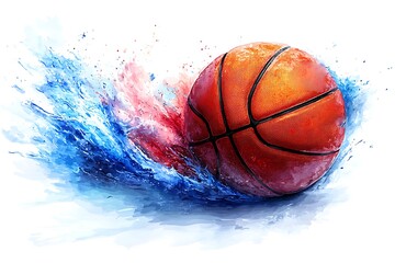 Dynamic Basketball Splashing Through Water