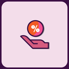 Hand Holding Percentage Icon:  Financial Growth Concept