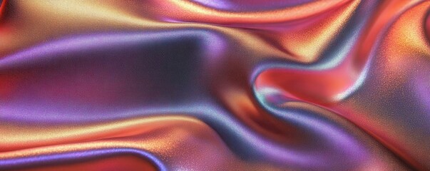 Obraz premium Iridescent metallic fabric with glossy waves in vibrant colors