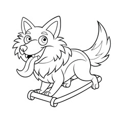 Wolf Coloring Page For Kids illustration