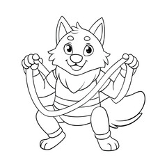 Wolf Coloring Page For Kids illustration