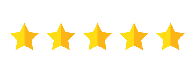 Five star rating. Product review flat icon for apps and websites