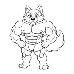 Wolf Coloring Page For Kids illustration