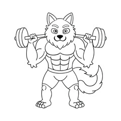 Wolf Coloring Page For Kids illustration