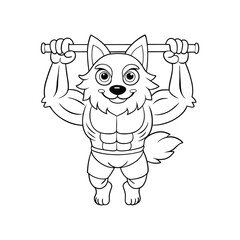Wolf Coloring Page For Kids illustration