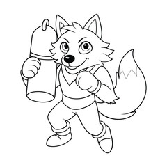 Wolf Coloring Page For Kids illustration