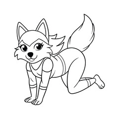 Wolf Coloring Page For Kids illustration