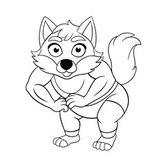 Wolf Coloring Page For Kids illustration