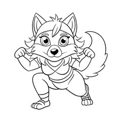 Wolf Coloring Page For Kids illustration