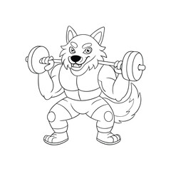 Wolf Coloring Page For Kids illustration