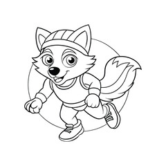 Wolf Coloring Page For Kids illustration