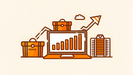Fototapeta premium Online sales growth graphic illustration.