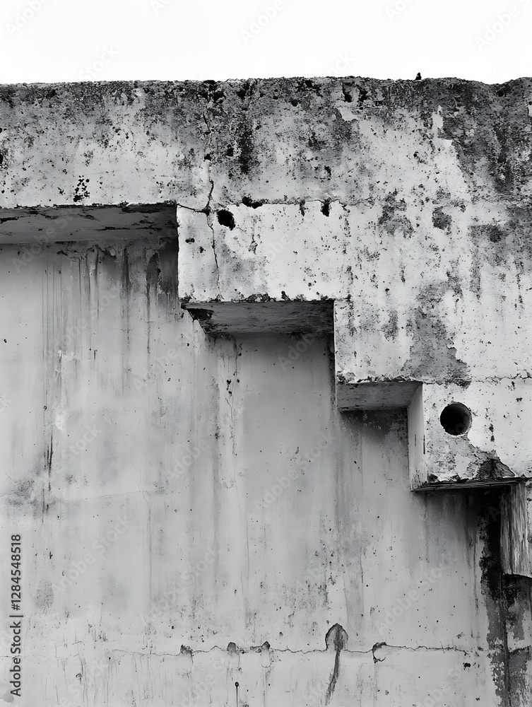 Poster abstract monochrome photo showcasing a textured concrete wall with rugged details and shadows : gene
