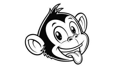 Monkey head, monkey face vector Illustration, mascot logo, on a isolated background