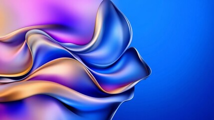 Obraz premium Abstract flowing fabric in vibrant color against a smooth blue background, ideal for design use