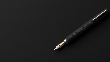 Black Fountain Pen on Dark Surface
