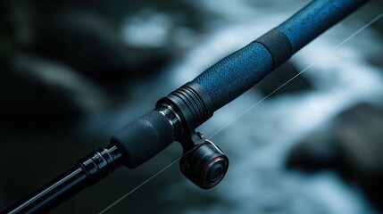 Fishing rod in mountain stream