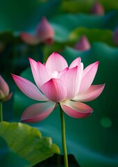 Obraz premium Pink Lotus Flower in Water, Photography