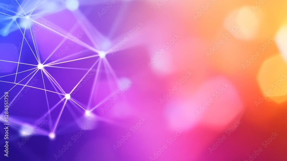 Poster abstract background with colorful gradient and connected lines representing digital technology