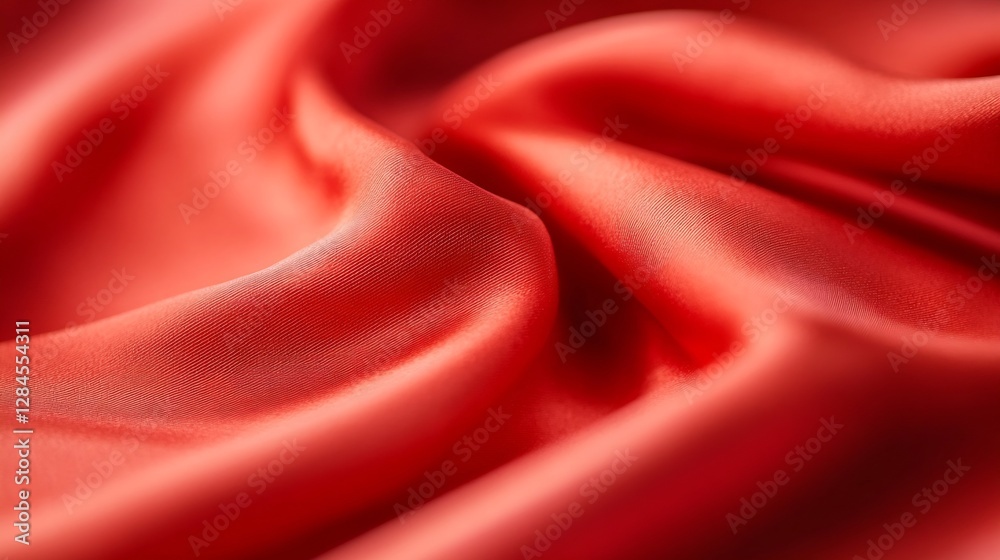 Poster luxurious close up of deep red satin fabric displaying smooth texture and rich color for elegant des