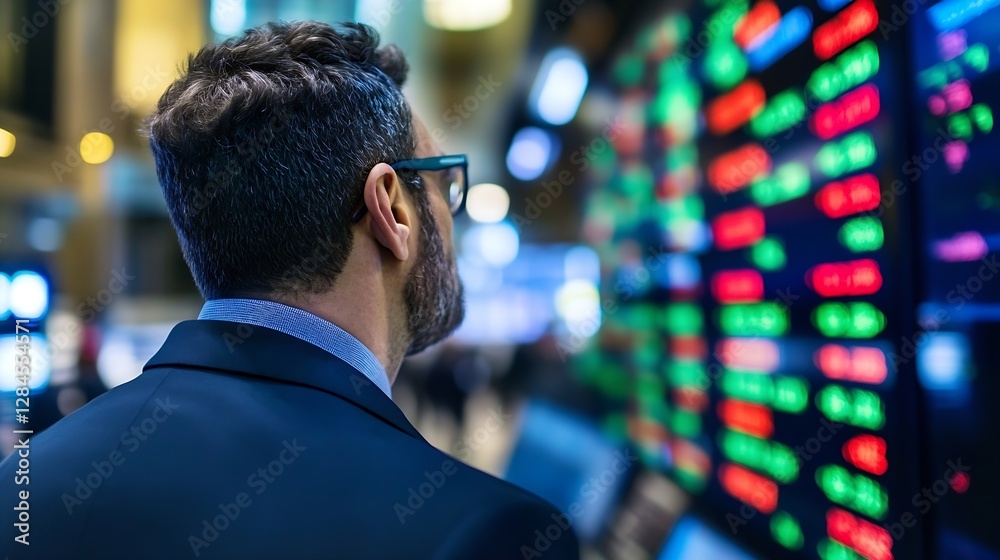 Aufkleber business professional analyzing stock market trends on digital display in a financial district : gen