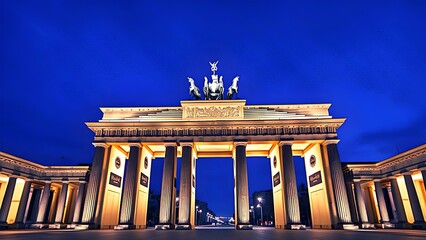 Obraz premium Berlin: Illuminated Brandenburg Gate - 02