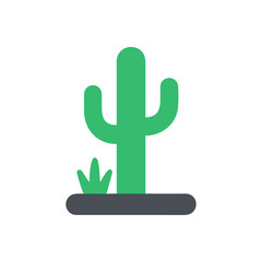 Obraz premium Minimalist Cactus Icon – Flat Desert Plant Illustration