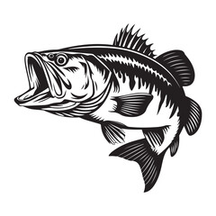 Fototapeta premium Big bass fish vector logo for t shirt design