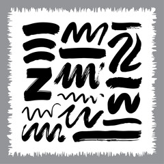 Abstract Ink Brush Strokes Collection.