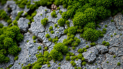 Obraz premium Wet green moss on the rocks