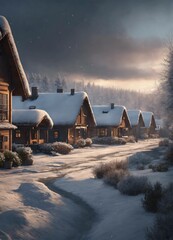 houses in the snow