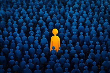 Obraz premium Unique Individual Standing Out in a Crowd