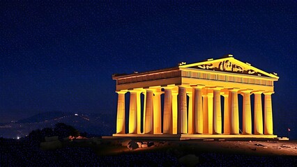 Obraz premium Athens: Parthenon Illuminated Against the Night Sky - 02