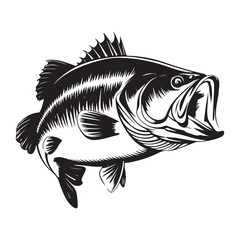 Fototapeta premium Big bass fish vector logo for t shirt design