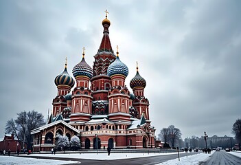 Moscow: St. Basil's Cathedral with Winter Sky