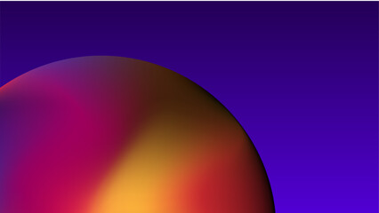 An abstract digital illustration featuring a gradient sphere blending rich hues of gold, orange, deep purple, and red against a brown gradient background.The combination of warm and dark tones.
